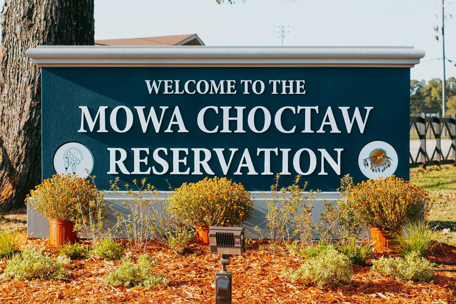 Welcome sign at the entrance to the MOWA Choctaw reservation