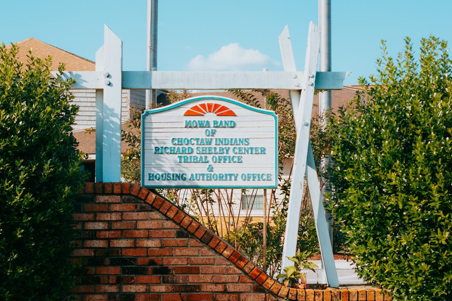 MOWA Band of Choctaw Indians tribal office and Housing Authority sign